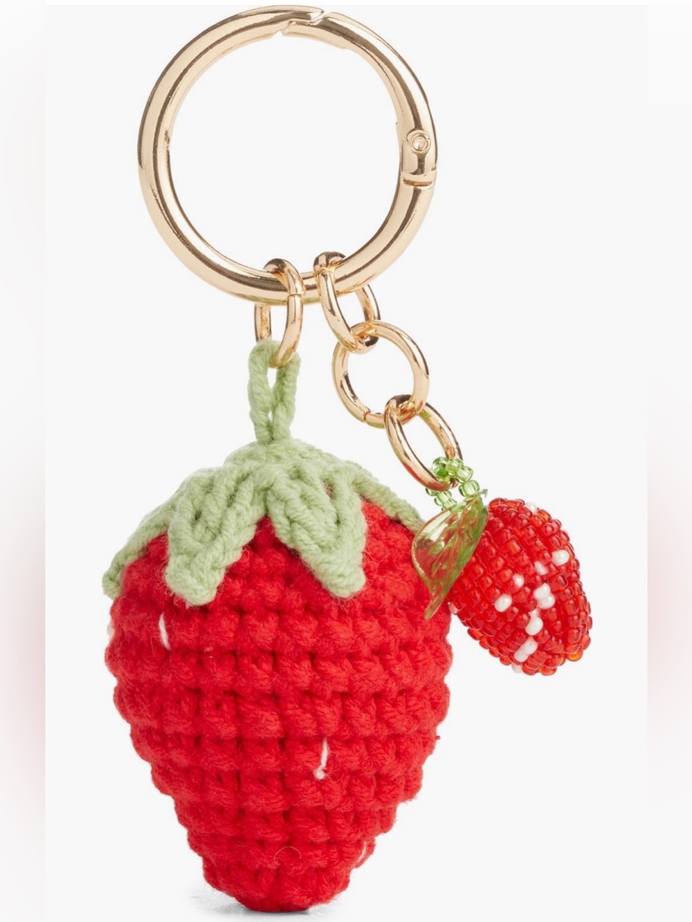 Strawberry Crochet Bag Charm – NWT Red Multi | Crochet & Beaded Keychain Charm 🍓